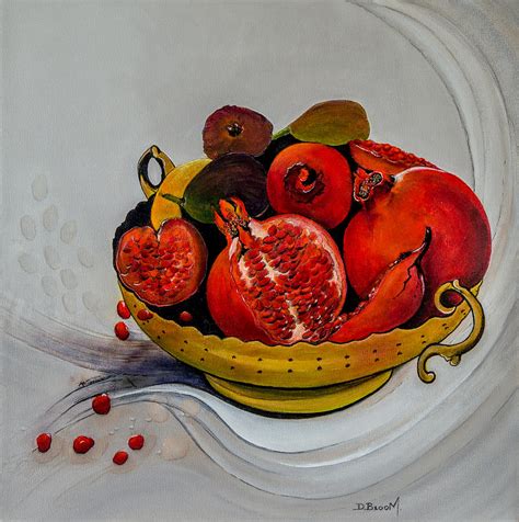 Pomegranate Bowl Painting By Dawn Broom Fine Art America