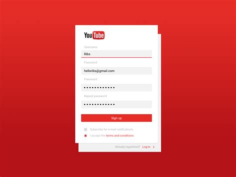 Youtube Sign Up Concept By Ribs On Dribbble
