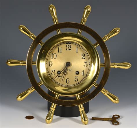Lot 492 Brass Marine Chelsea Ships Bell Clock