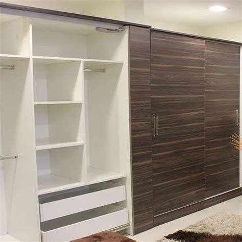 Brown Plywood Sliding Wardrobe For Home Size 7 8 Ft Height At Rs