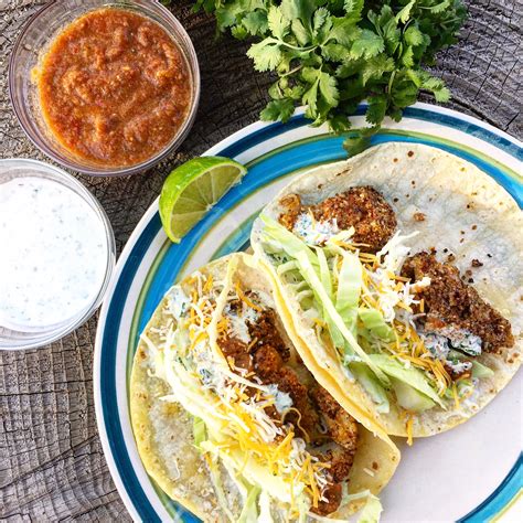 Fish tacos for a large group. Almond Battered Fish Tacos with Creamy Cilantro Lime Sauce ...