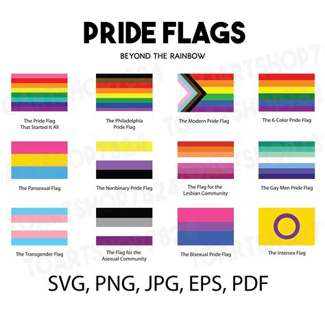12 LGBTQ Flags Pride Printable Cut Files Lgbtq SVG Bundle Pride Flags