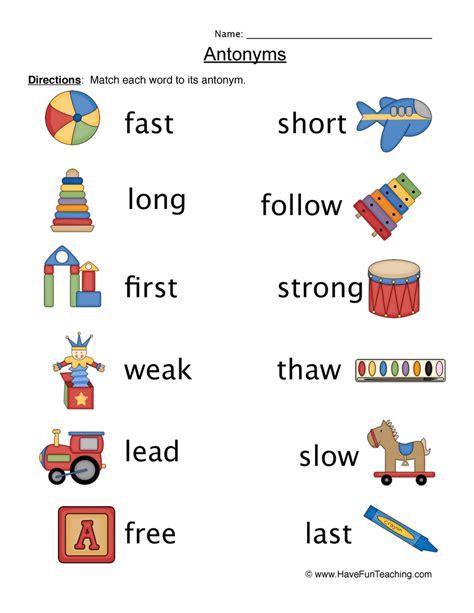 Antonyms Resources Have Fun Teaching