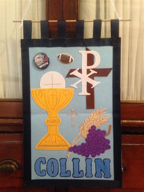 First Holy Communion pew banner. Name banner. Boy banner. Church name banner. | Communion banner ...