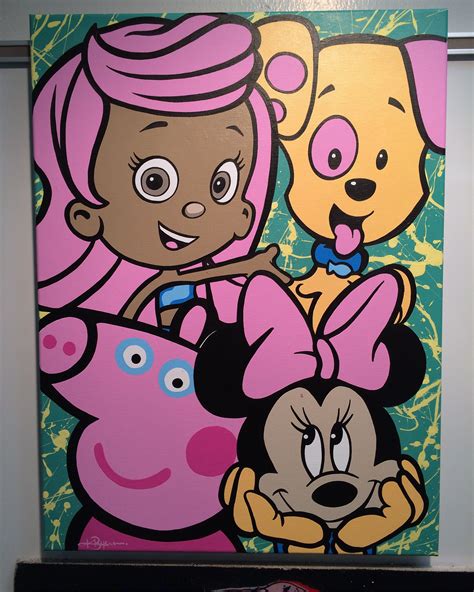 Acrylic Painting Of My Daughters Favorite Cartoon Characters On Canvas