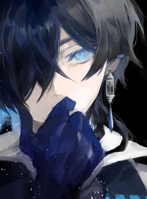 What would an ideal date with him be? Anime Guy | Black Hair | Blue Eyes | Gloves | Art ...
