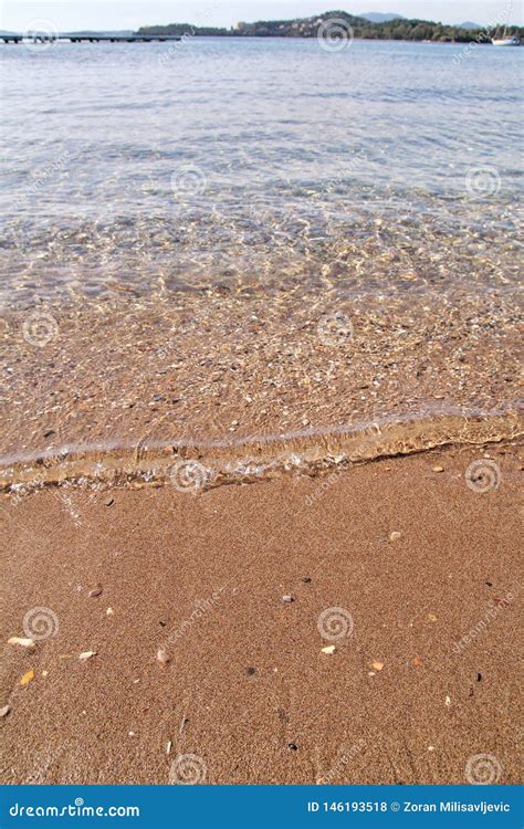 exotic sandy beach tropical blue mediterranean sea with waves and sea foam beautiful natural