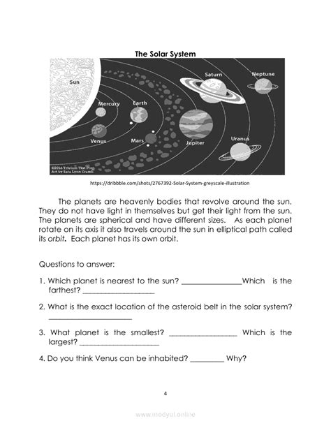 Solar System Test 7th Grade