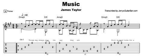 James Taylor Music Guitar Lesson Tab And Chords Jerrys Guitar Bar