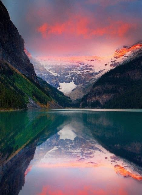 Reflected Sunset Lake Louise Canada