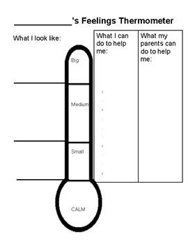 All the divisions on the thermometer are marked. Feelings Thermometer Worksheet by Expressive Social Worker ...