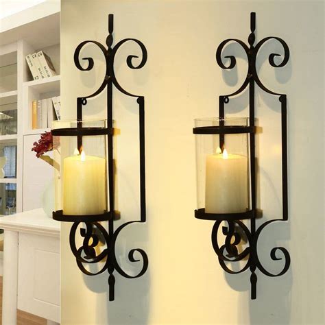 The item may have some signs of cosmetic wear, but is fully operational and functio Iron Sconce Set | Iron wall sconces, Wrought iron candle ...