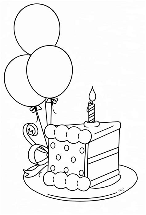 Simple Birthday Cake Coloring Page Delicious Birthday Cake 9fcd