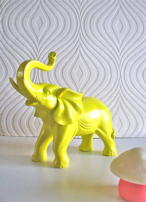 Ollie The Fun Glossy Lemon Yellow Elephant Animal Statue Etsy