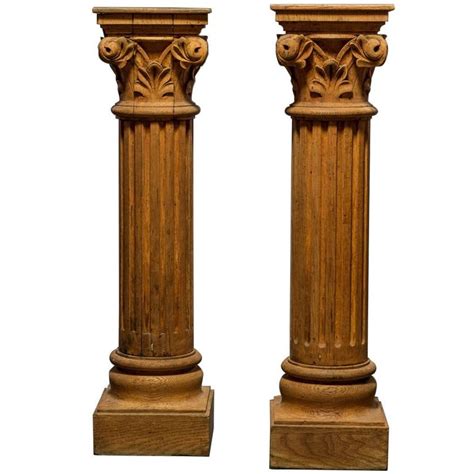 Pair Of French Natural Wood Columns At 1stdibs Wood Columns For Sale