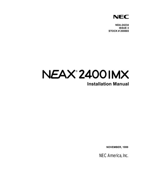 Nec Neax2400 Imx Installation Manual Manualzz