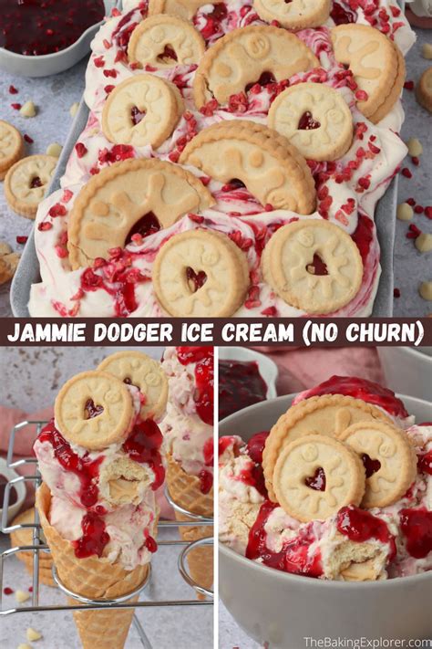 Jammie Dodger Ice Cream No Churn The Baking Explorer
