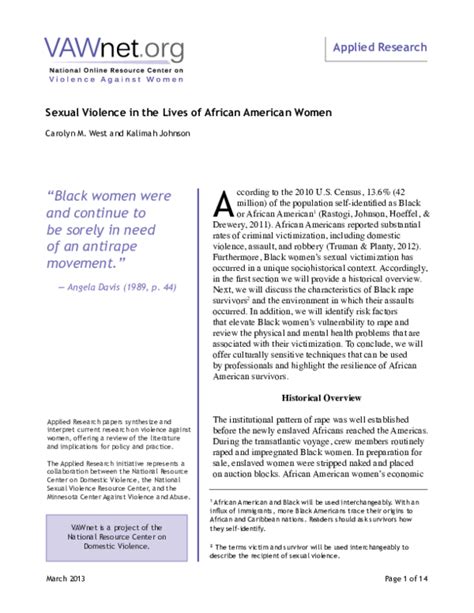 Pdf Sexual Violence In The Lives Of African American Women Carolyn West