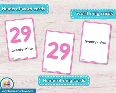 Numbers 0 To 30 Printable Flashcards Tea Time Monkeys