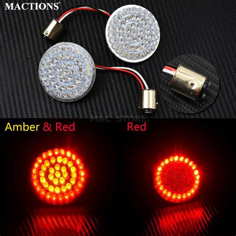 Motorcycle 1157 Turn Signal Led Inserts 2 Bullet Style Amber And Red