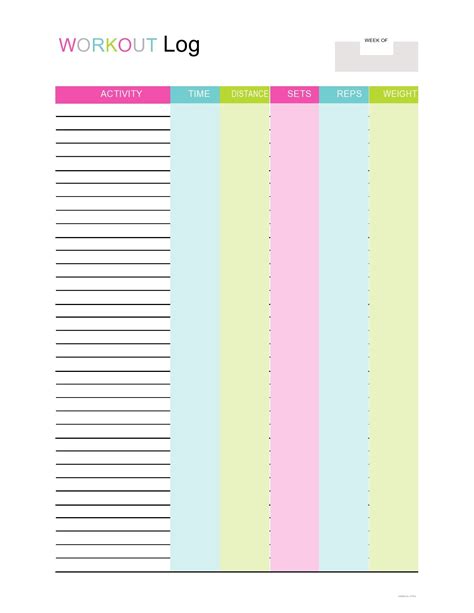 Workout Log Exercise Log Health And Fitness Printable Digital Planner