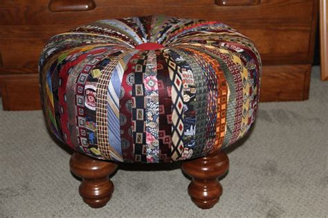 Tuffetfootstool Made Out Of Recycled Ties Tie Pillows Tie Crafts