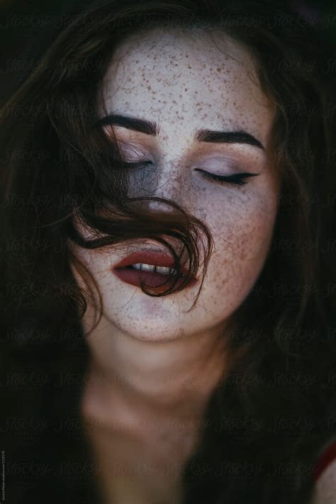 Artistic Portrait Of A Young Woman With Freckles Del Colaborador De Stocksy Jovana Rikalo