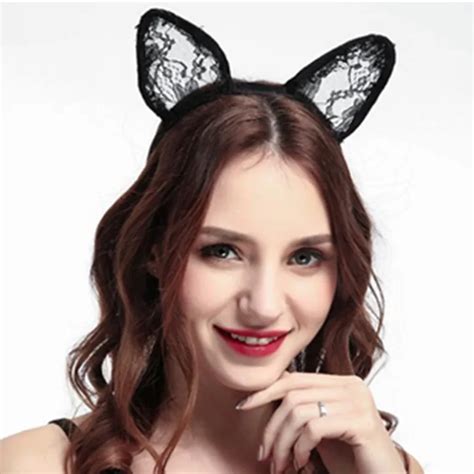 Women Sexy Cat Ears Hairband Women Cat Ear Headband Sexy Party Lace