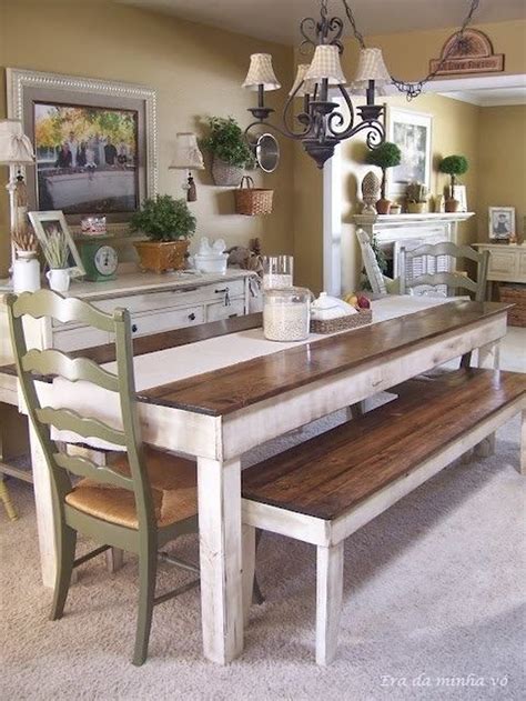 Farmhouse Style Dining Table With Bench Diy Farmhouse Table And Bench
