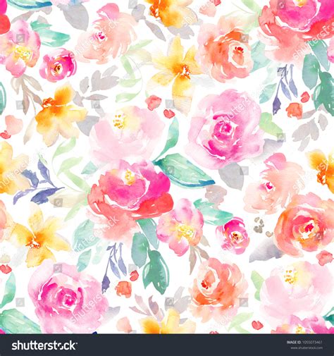 Bright Pink Yellow Girly Watercolor Flowers Stock Illustration