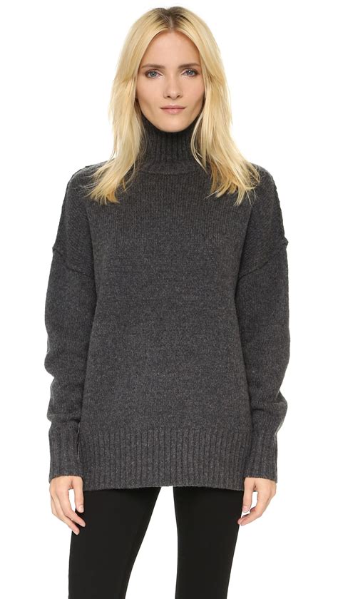 Nlst Synthetic Oversize Turtleneck Sweater In Charcoal
