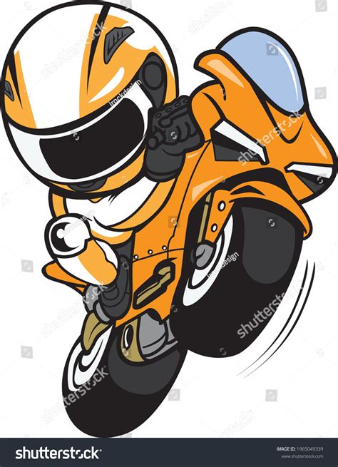 Cartoon Biker Wheelies Motorbike Stock Vector Royalty Free 1965049339