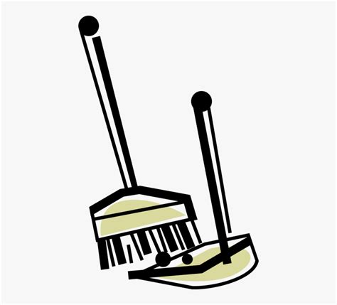 Vector Illustration Of Broom And Dustpan Cleaning Tools Broom And