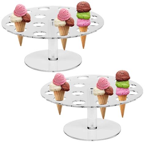 Buy Pack Acrylic Ice Cream Cone Holder Stand With Holes Capacity Clear Acrylic Waffle Cone
