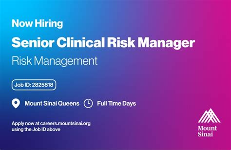 Mount Sinai Health System On Linkedin Senior Clinical Risk Manager
