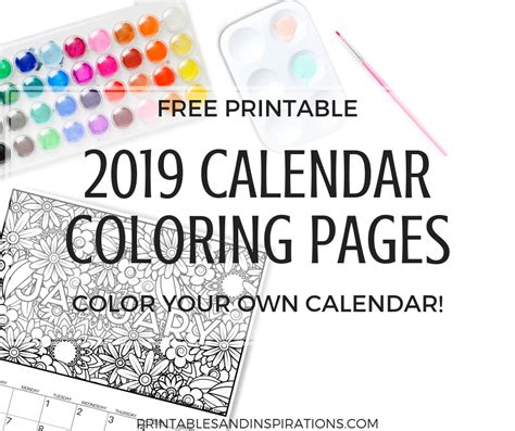 Free Calendar Coloring Pages For 2019 Printables And Inspirations