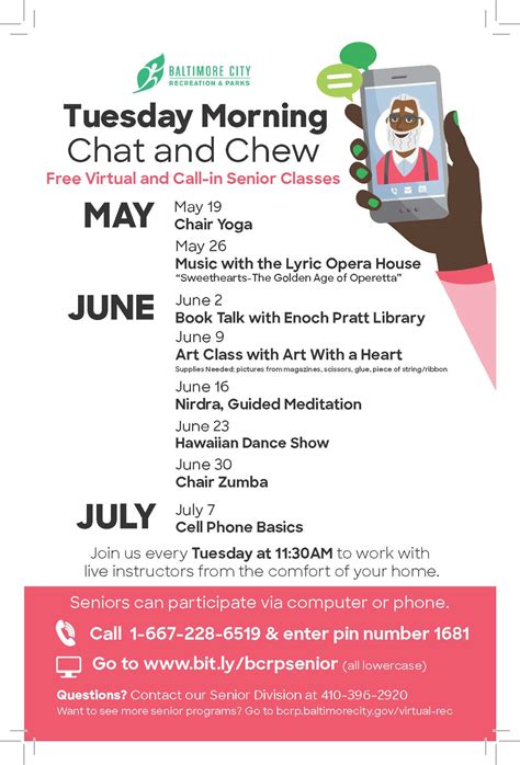 Chat And Chew Virtual And Call In Senior Programs Culture Fly