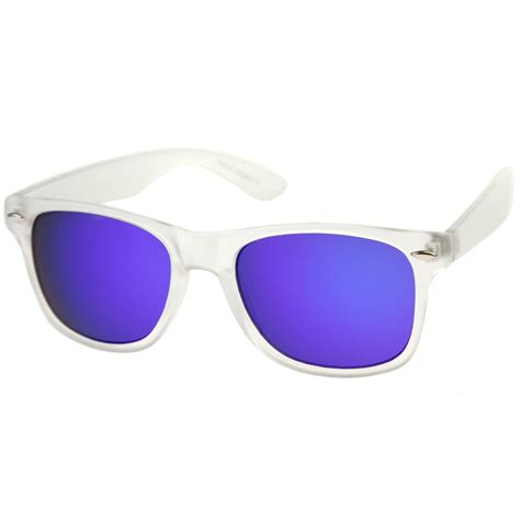 Matte Frosted Frame Reflective Colored Mirror Lens Horn Rimmed Sunglas Sunglass La