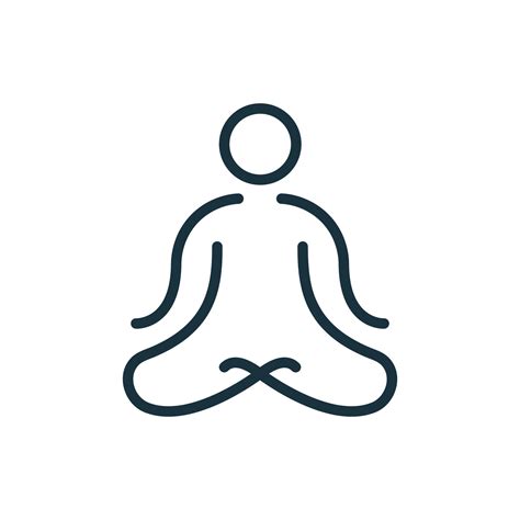 Meditation Yoga Line Icon Man Sitting In Lotus Position Linear