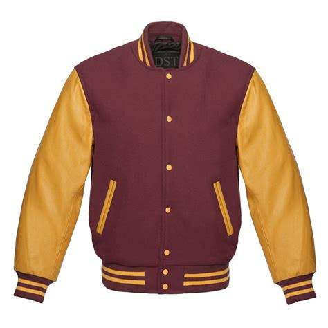 Design Custom Jackets Letterman Baseball Varsity Jacket Gold Leather
