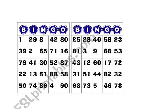Bingo Numbers 1 To 100 Esl Worksheetgabyca145 Printable Bingo Cards