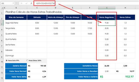 Planilha Em Excel Para C Lculo De Horas Extras Gr Tis Excel Smart