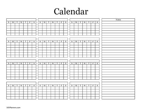 Blank Year Calendar Template