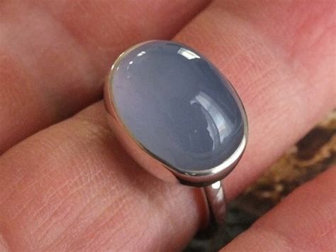 Blue Chalcedony High Polished Sterling Silver Handmade Ring