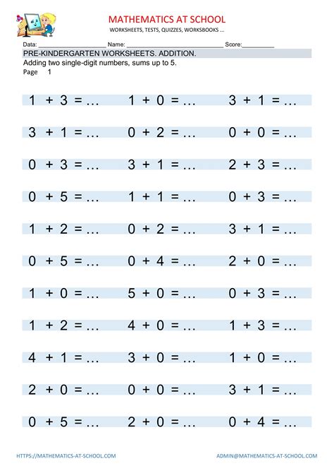 Free scheme of work included, showing all worksheets included in the download and the relevant gcse grade and gcse tier. PRE-KINDERGARTEN WORKSHEETS: Numbers addition. Free printable pdf Adding two single-digit ...