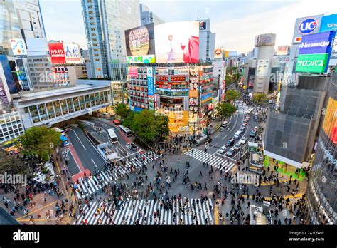 Tokyo Aerial View Of The Shibuya Famous Landmark The Scramble
