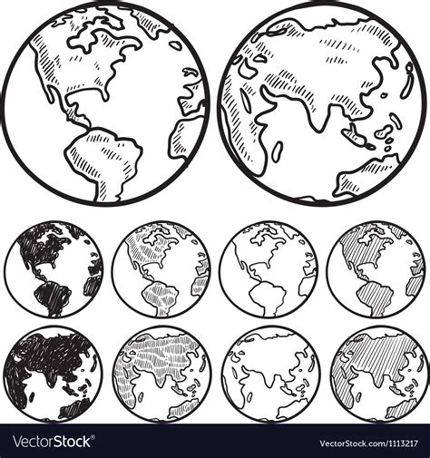 Doodle Globe Earth Royalty Free Vector Image Vectorstock