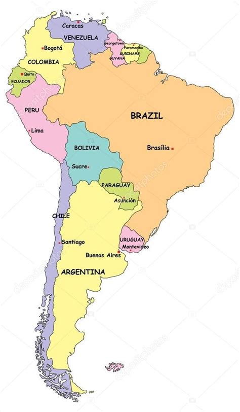 Mapa De Sudamerica Con Capitales Y Paises Armes
