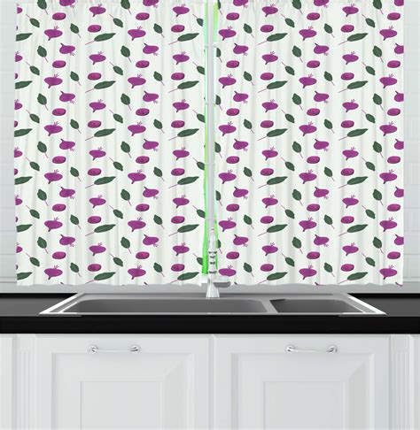 Vegetables Curtains 2 Panels Set Artistic Abstract Design Pattern Of