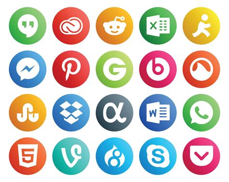 20 Social Media Icon Pack Including Html Word Pinterest App Net